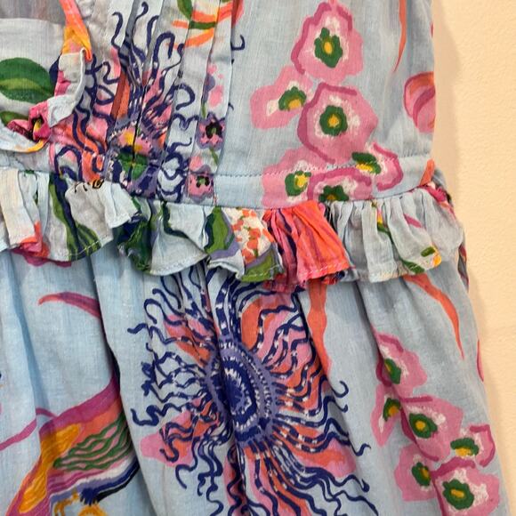 Banjanan Chandra 100% Cotton Ruffle Tiered Sleeveless Printed Dress XS - Picture 6 of 9